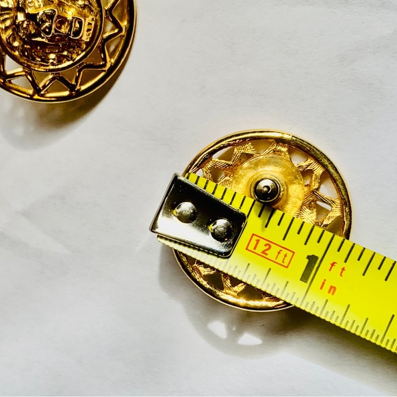 Vintage 1980s Anne Klein Lion Logo Gold Earrings Anne Klein Statement Earrings - Picture 9 of 9